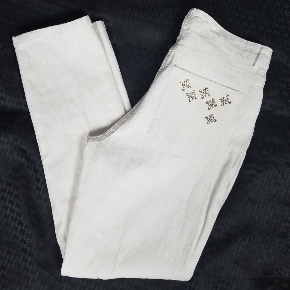 RUBY RD. WHITE GLITTER JEANS NWOT (6P)